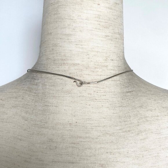 VTG Sterling Silver 925 Hand-wrought Modernist Beaded Floral Acorn Wire Necklace - Picture 9 of 16